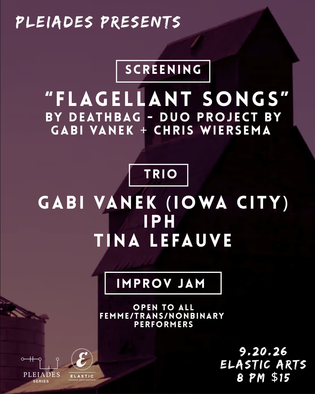Pleiades Series: 'Flagellent Songs' Film Screening, Gabi Vanek w/ Tina LeFauve + iph